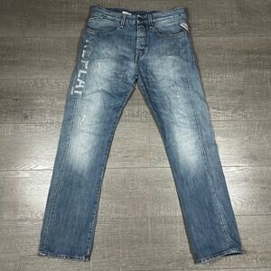 Replay‎ Men Jeans Ravies Distressed Denim Straight Fit Waist 31 Length 32